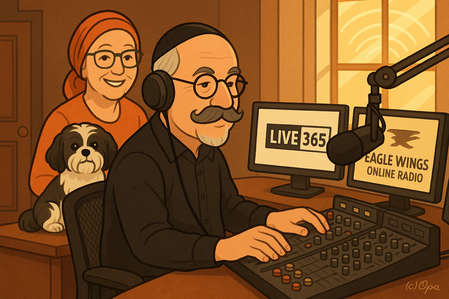 Radio Studio Duo with Shih Tzu