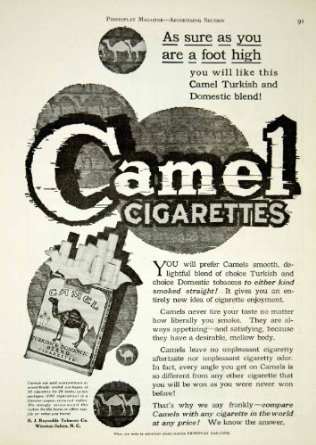 1920 ad camel cigarettes turkish domestic blend r. j. reynolds tobacco smoking original print ad